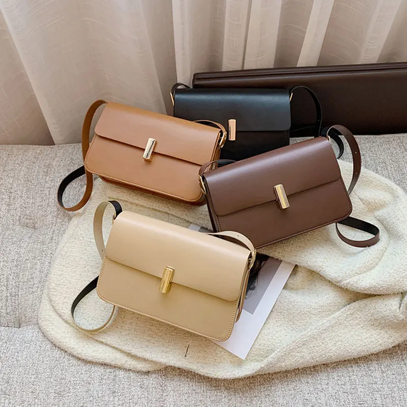 

Retro Fashion Handbag for Women High Quality Pu Leather Shoulder Bag Lock Designer Square Crossbody Bag Luxury Female Purse