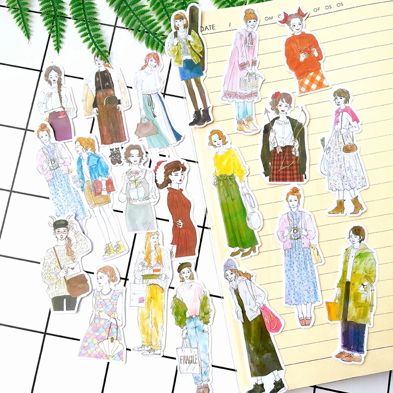 

18Pcs/Pack Diary Hand Draw Street Girl Sticker DIY Craft Scrapbooking Album Junk Journal Happy Planner Decorative Stickers