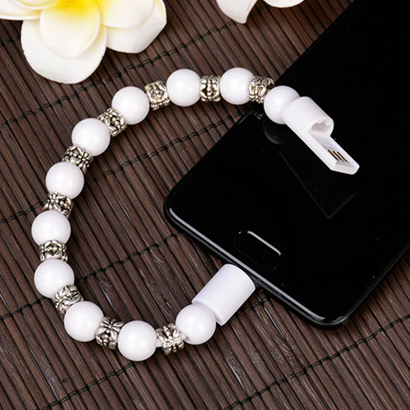 

Bead Bracelet USB Charging Cable Wearable Bracelet Charger for Iphone Ipad Samsung Type C Micro USB Android Fast Charging Cord