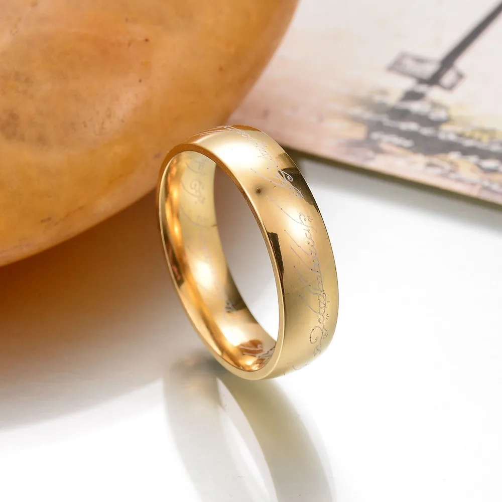 Gold-6mm MMS модные кольца из нержавеющей стали 316L для мужчин и женщин, молитвенный Крест из Библейского лорда, кольца в стиле панк, модные мужские Подарочные ювелирные кольца - Цвет основного камня: Gold-6mm