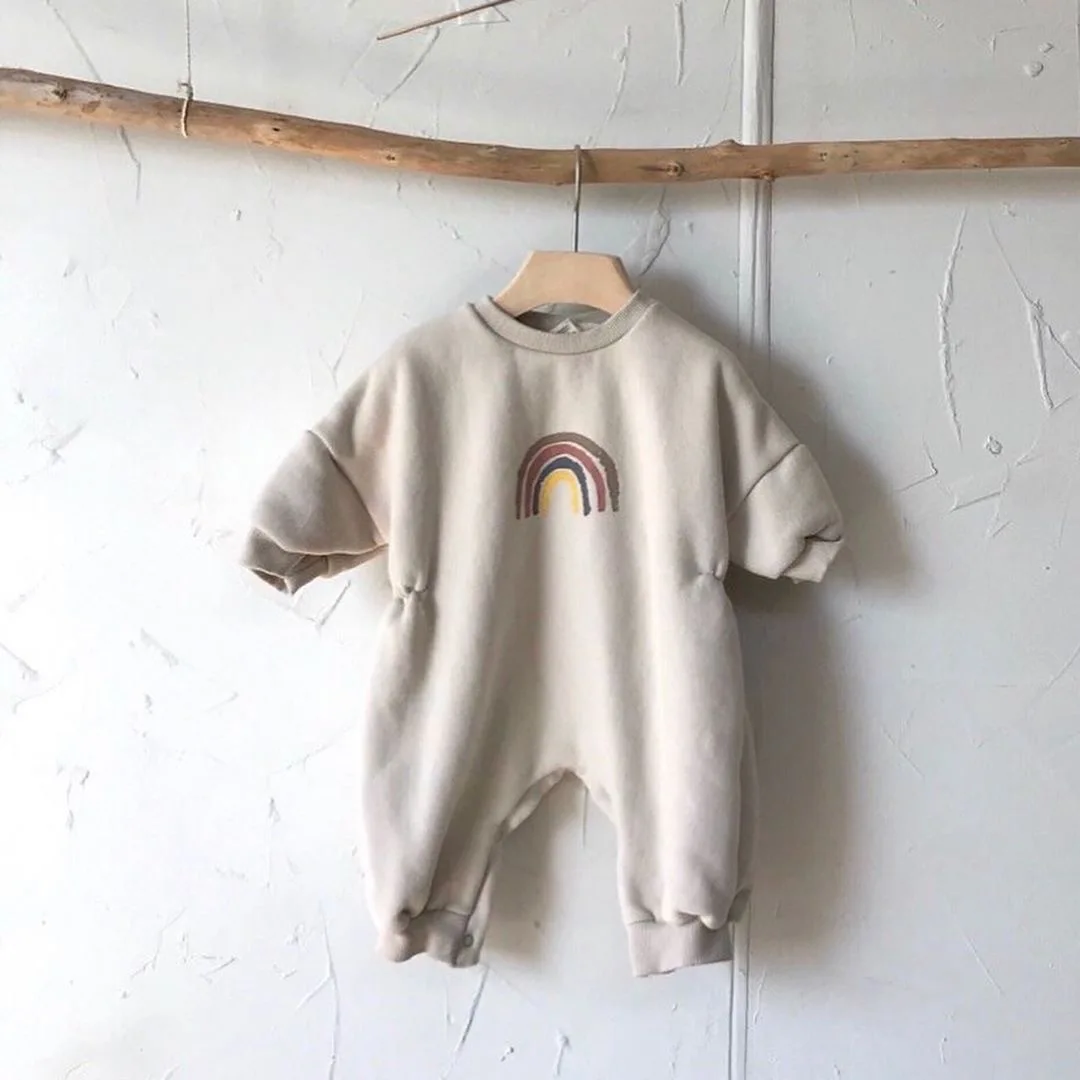 

Winter Baby Boy Girl Warm Thick Clothes Baby Romper Baby Long Sleeve Rainbow Jumpsuit Newborn Toddler Neri Plus Cashmere Romper