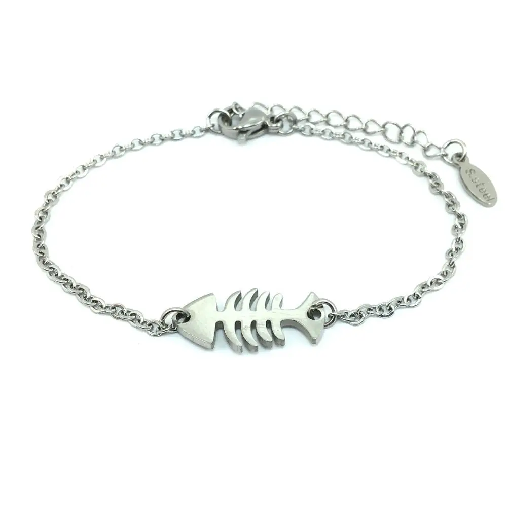 Рыбьи костяные соединители из нержавеющей стали свободные бусины для ювелирных