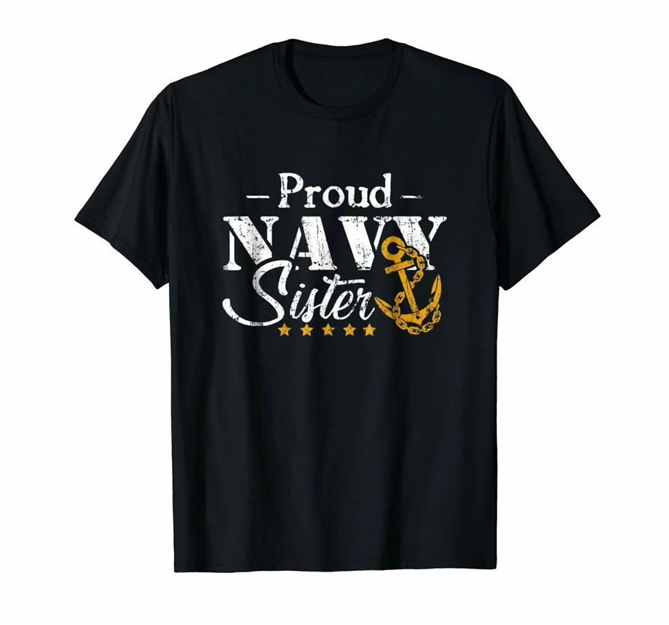 Веселая футболка с надписью Proud Navy Sister подарок оптовая продажа |