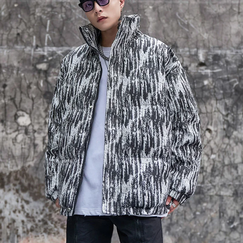 

Privathinker Striped Stand Collar Loose Parkas Fashion Brand Cotton Padded Coats Harajuku Hip Hop Streetwear Male Winter Coats