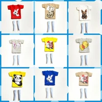2 pcsset of barbiesblyth clothes cartoon animal print short t shirt striped sockscan be used for 16 doll accessories