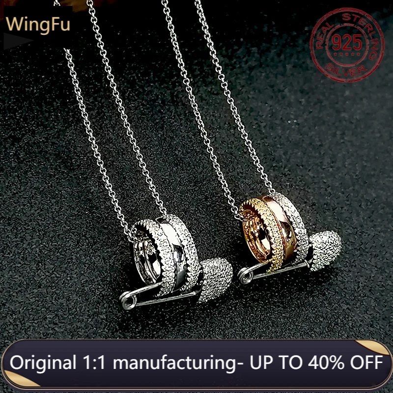 

s925 sterling silver necklace female inlaid zircon color pin round pendant necklace clavicle chain Monaco jewelry