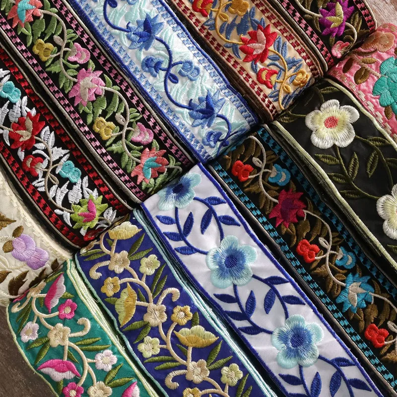 Вышивка лентами Цветочная кружевная отделка 1 ярд для рукоделия одежды