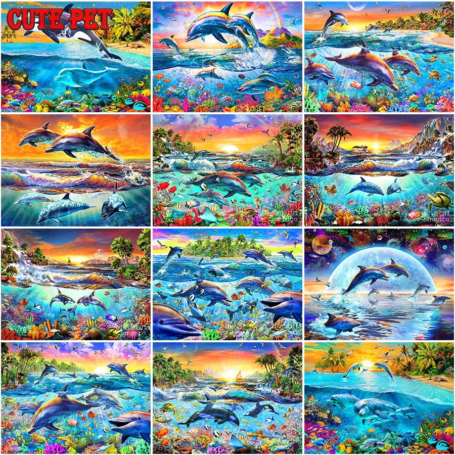 

The underwater world coral mosaic For Living Room Home Decor Dolphin blue whale 5D diamond Painting embroidery mosaic rhinestone