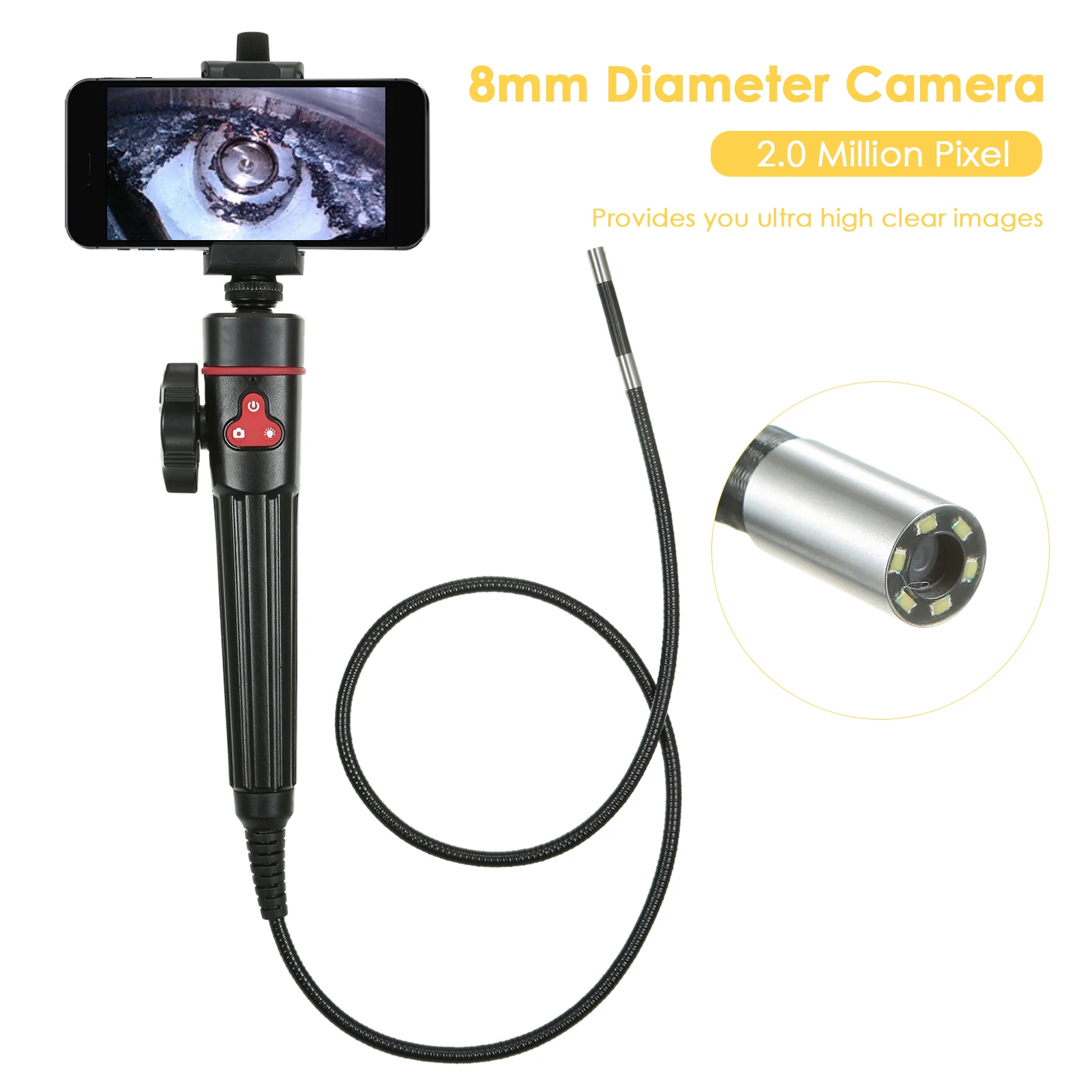 

2-Way 180° Steering Angle Industrial En-doscope Rechargeable Wi-Fi Transmission 2.0 Million Pixel Borescope Camera Replacement