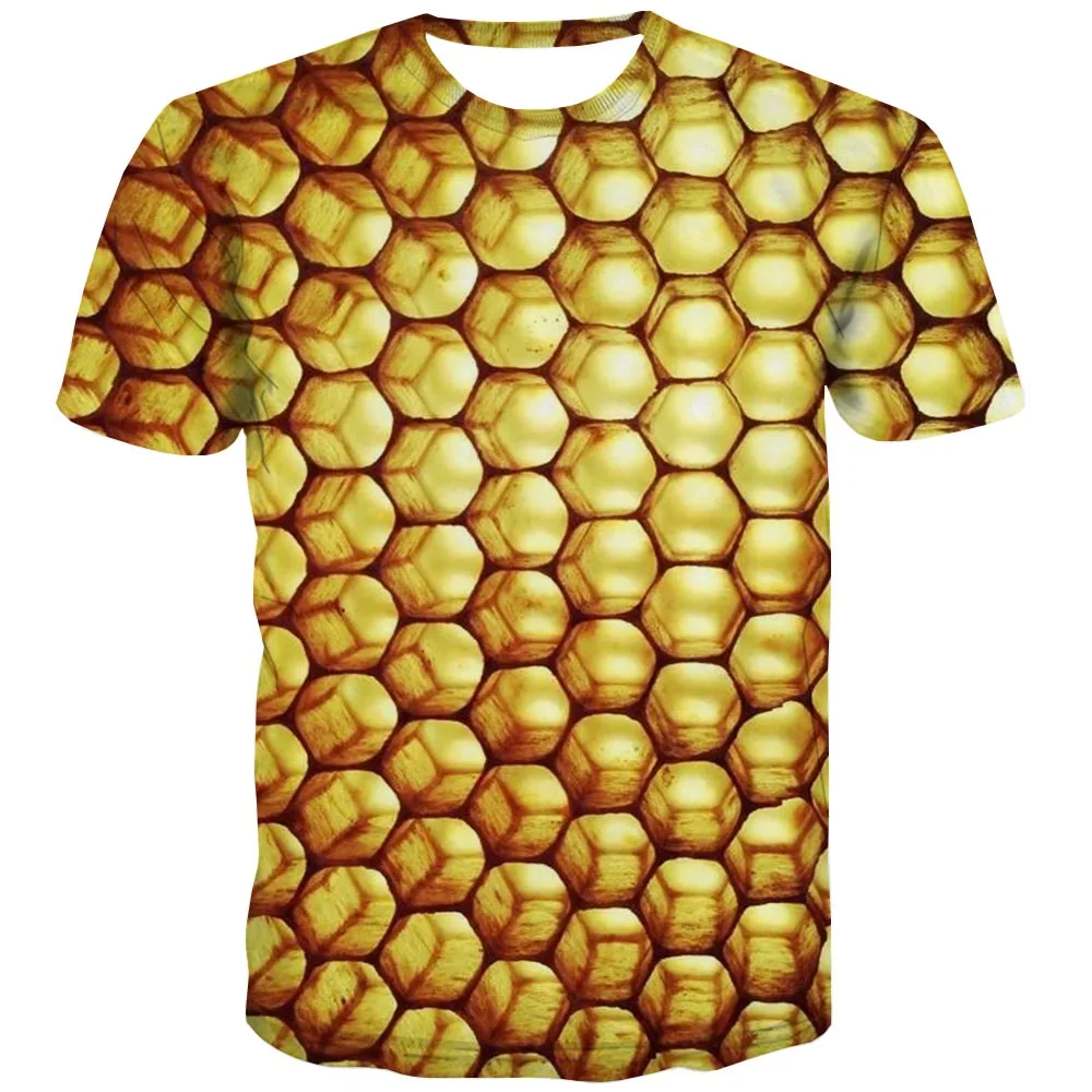 

Футболка UNEY Honey comb для мужчин, футболка американского размера с изображением пчелы и насекомых, топы с коротким рукавом и 3D рисунком, футболк...