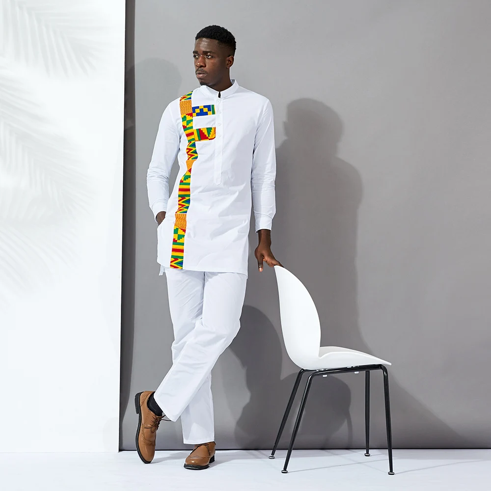 African Men Clothes traditional african men suit African Men fashion kente Print Shirt pant men’s wedding set