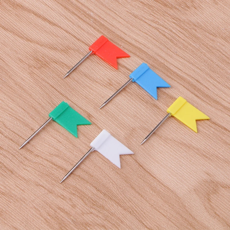 

30PCS Flag Marker Shape Map Pins Cork Notice Board Push Pin Assorted Office Home K3KE