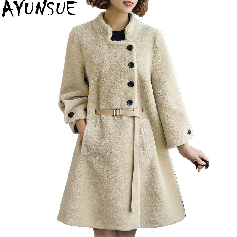 

AYUNSUE Real Wool Jacket Female Sheep Shearing Fur Coats 2020 Korean Fashion Women Fur Coat Warm Winter Jackets Outwear 213