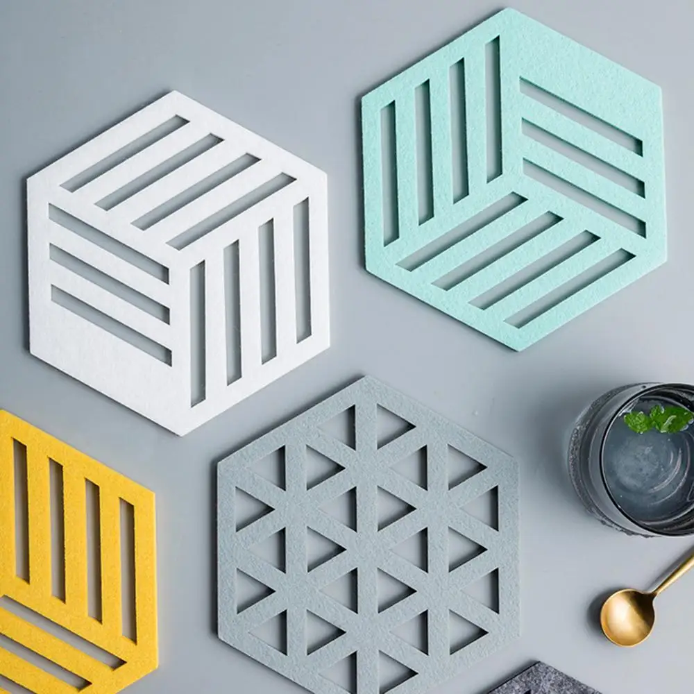 Chic Silicone Coaster Cup Hexagon Mats Pad Heat-insulated Bowl Placemat Home Decor Desktop Eco-friendly Japanese Simple 1PCS | Дом и сад