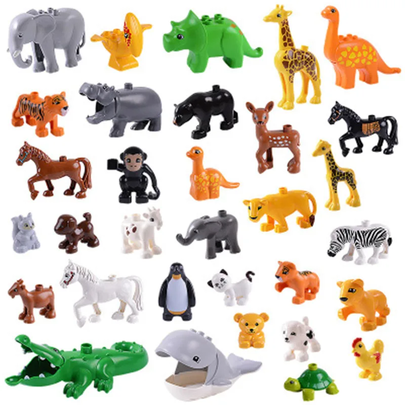 

DIY Animal Big Building Block compatibl SetsWhale Elephant Giraffe Horse Kids educational Toys Compatible Brand Toy For Children