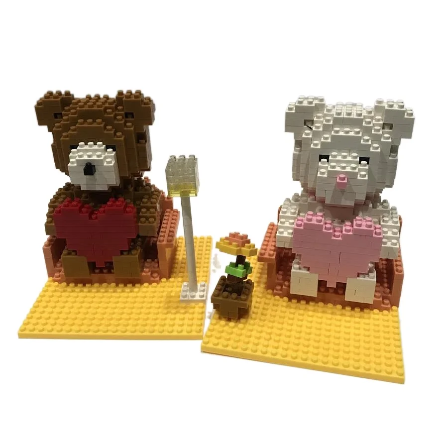 

Mini Blocks Building Bricks Anime Bear Brinquedos Model Lovely Auction Figures Educational Kids Toys Valentine Girls Present
