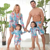 long sleeve family swimsuits mother daughter matching swimwear mommy and me bikini dresses clothes father son swimming shorts