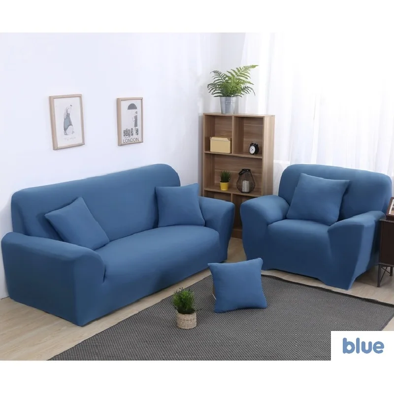 Сплошной цвет эластичный чехол на диван для гостиной печатные клетчатые стрейч