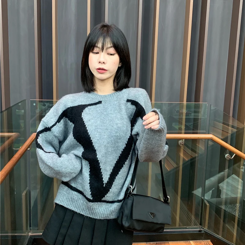 Autumn winter fashion casual women sweater 2020 new cashmere thick loose letter round neck pullover knitted BF59 | Женская одежда