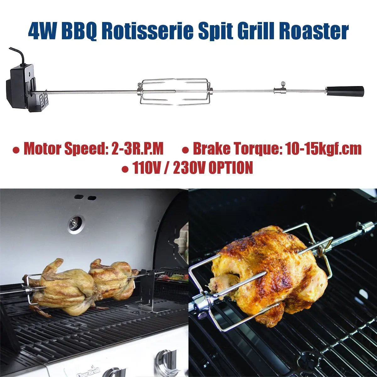 electric rotisserie bbq grill roast meat rod motor kit 110v230v roast meat tools barbecue fork outdoor camping bbq tools free global shipping