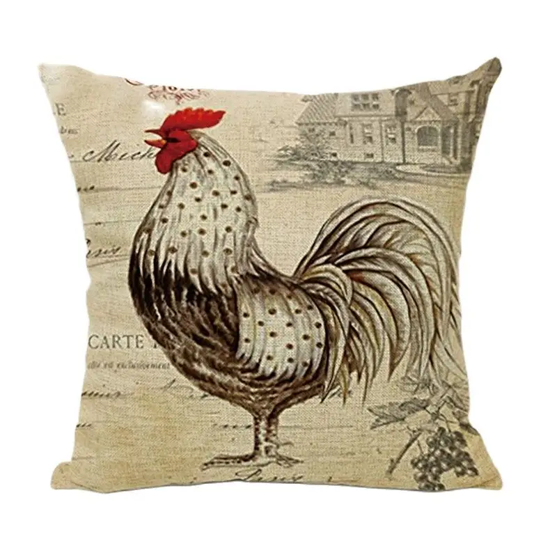 Автомобильные декоративные чехлы на подушки 43*43 см Забавный петух Желтый Красный