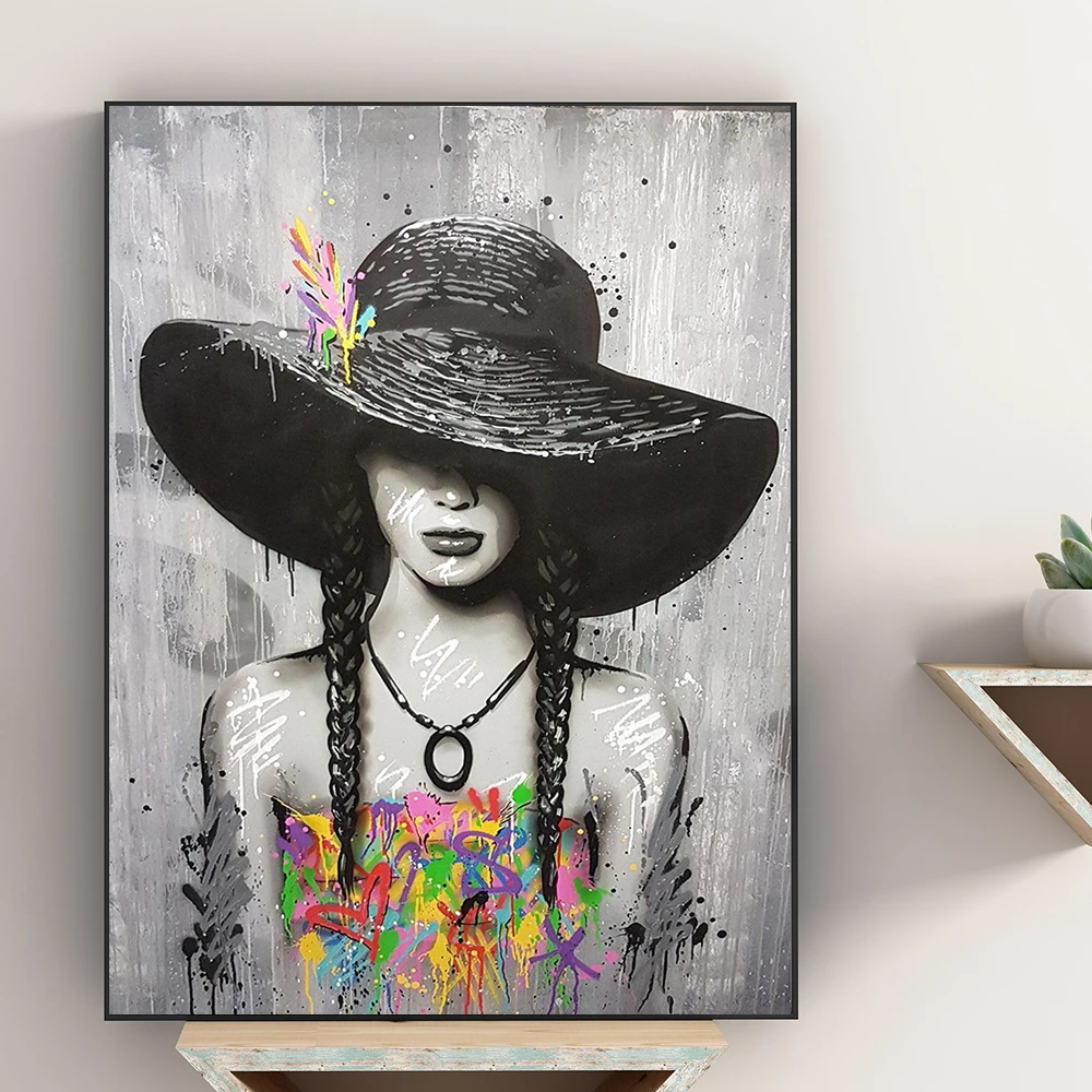 

Portrait Picture Canvas Painting Figure Wall Art Graffiti Home Decor Abstract Black Women Pictures Posters and Prints for Living
