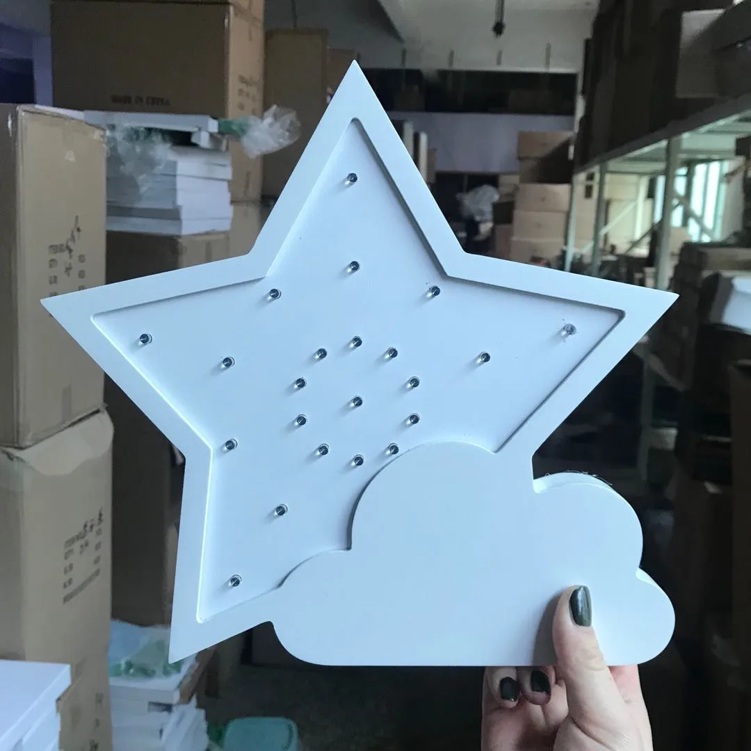 Star White Lanpulux 3D деревянная звезда луна лампа милый мультфильм светильники дети ребенок украшение для детской спальни ночные светильники настенные настольные изделия - Испускаемый цвет: Star White