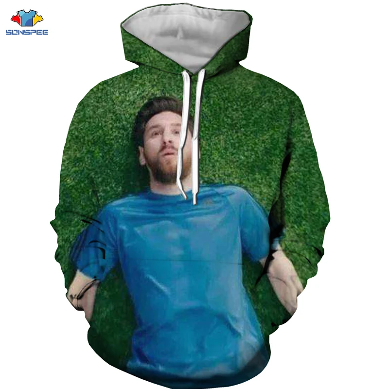 SONSPEE/Новинка Мужская толстовка с капюшоном Летняя мода Footbal Lionel Messi Толстовка