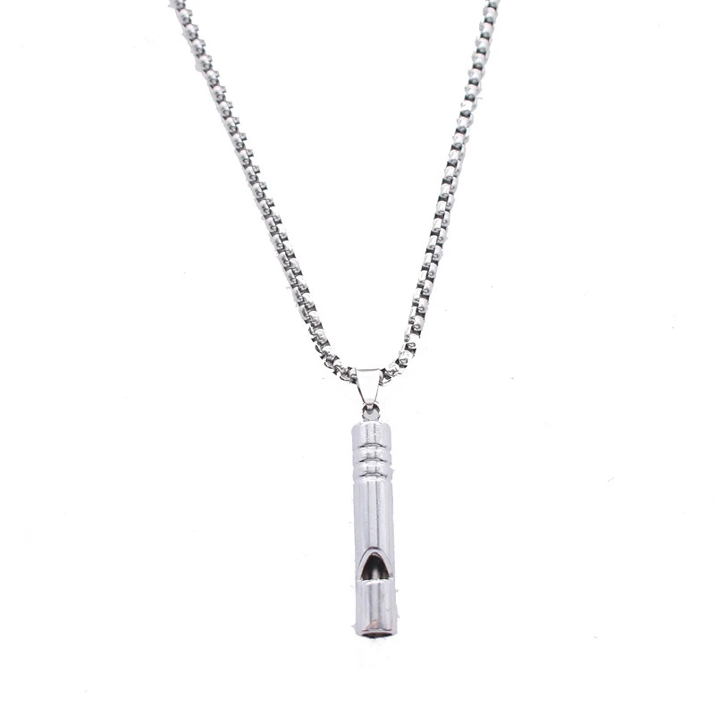 

POTCET Unisex Stainless Steel Jump Di Open Wine Bottle Whistle Titanium Steel Necklace Pendant Fashion Hip Hop Party Jewelry