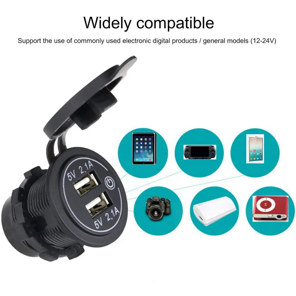 Автомобильное зарядное устройство два USB-порта сенсорный выключатель 12-24 В