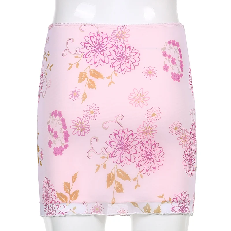 

Floral Print Pink Harajuku Y2K Skirt Women Casual Ladies Cute Summer Korean Short Skirt 90S Aesthetic Vintage Fashion Waatfaak
