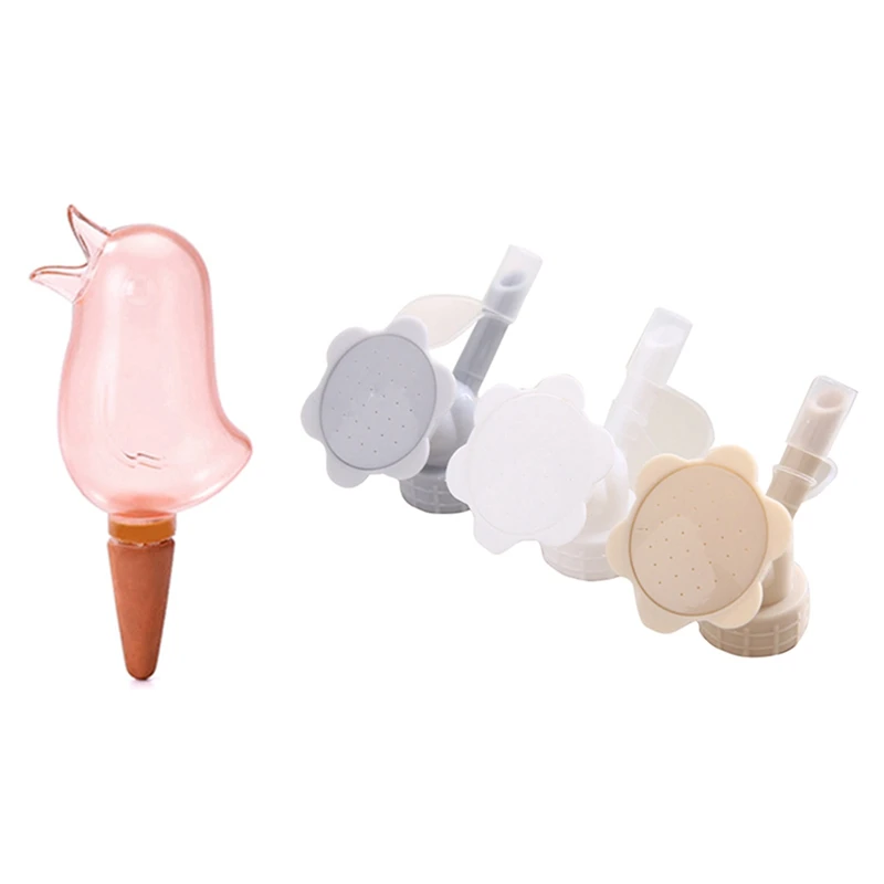 

1 х розовое устройство для полива маленьких птиц и 3 шт., пластиковый бытовой горшок 2 в 1, поливочная бутылка, кувшин, маленький Спринклер