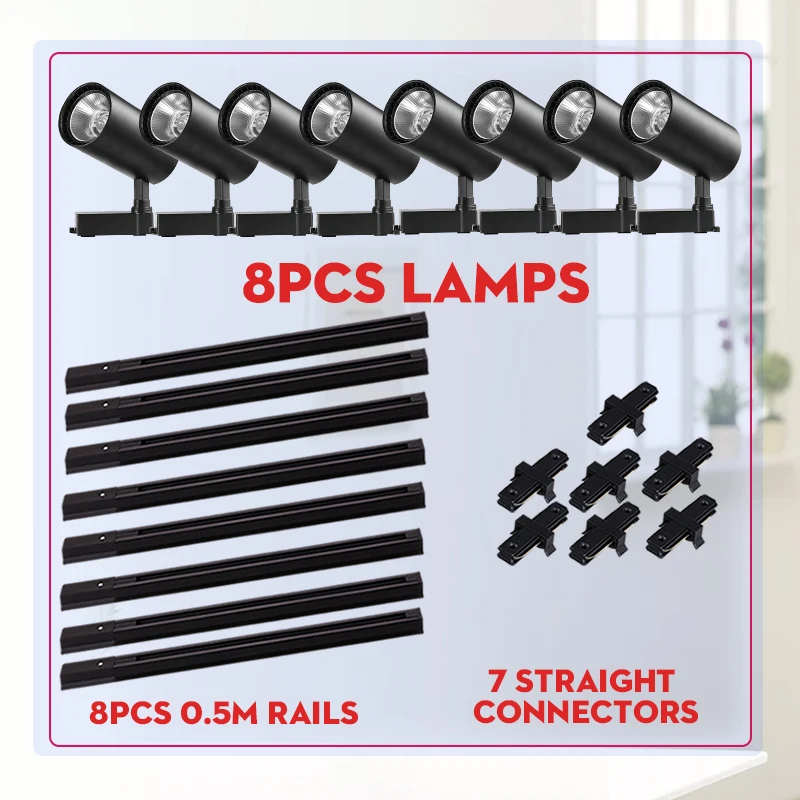 

Whole Set Led Track Light Rail 0.5/1M Spot Light Led 12/20/30/40W Track Lighting System Fixtures Spotlight Home Shop Living Room