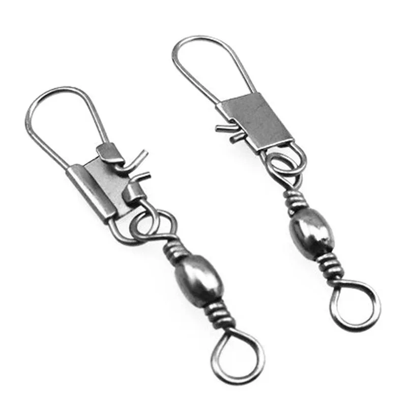 

50pcs Stainless Steel Swivels Interlock Snap Fishing Lure Connector Accessories 27RD