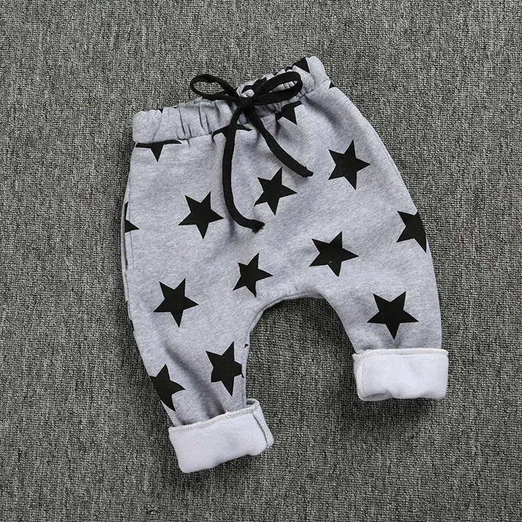 grey star Осень-зима Шаровары в горошек для утеплённая Вельветовая одежда для детей, теплые джинсы с эластичной резинкой на талии, хлопковые брюки для мальчиков свободные штаны с принтом coross брюки - Цвет: grey star