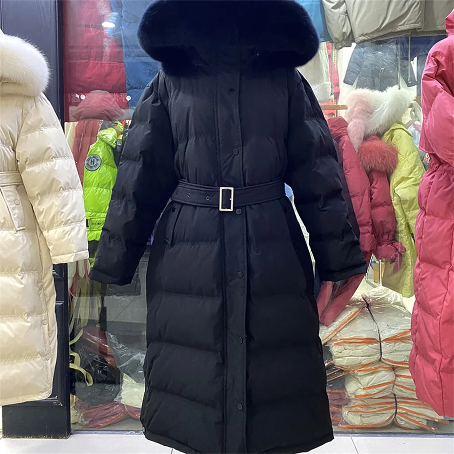 

Fashion Outwear Winter Jacket Women Coat 90% White duck down Real Fox Fur Casual Outdoor Green Black Khaki Female Long Parker