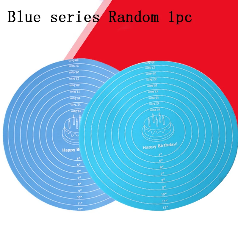 1 шт. многофункциональный коврик для торта со шкалой розовые/синие кухонные