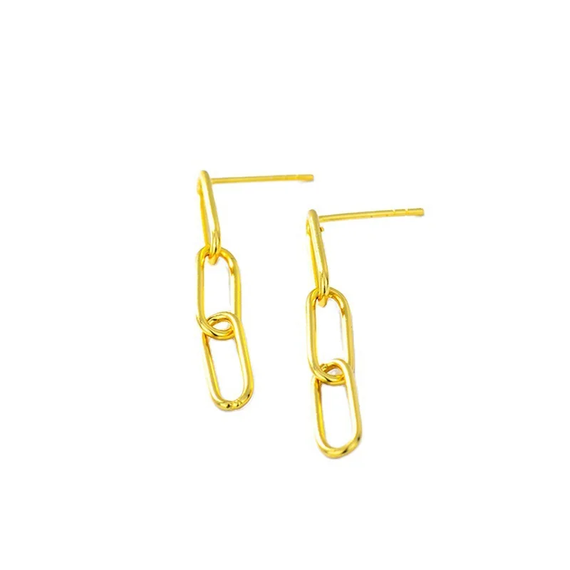 

S925 sterling silver new Japanese and Korean style simple personality earrings female creative Joker chain earrings wholesale