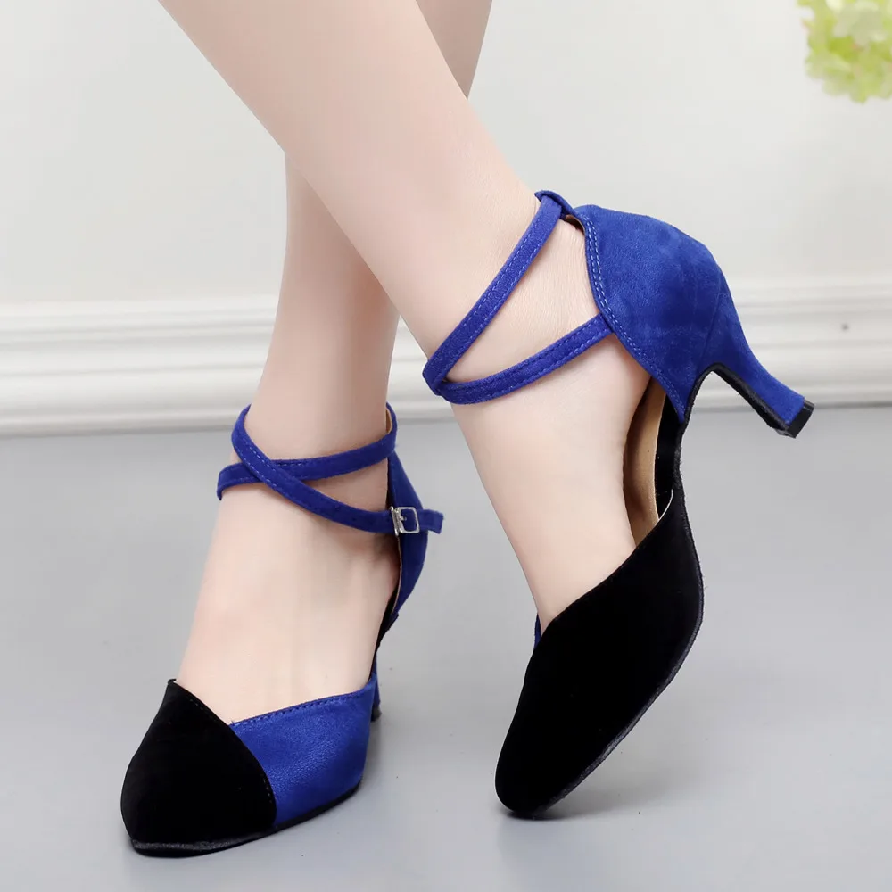 

HOT Dropshipping jazz Salsa Ballroom square standard latin dance shoes for women dancing female high heels Flock Sandals