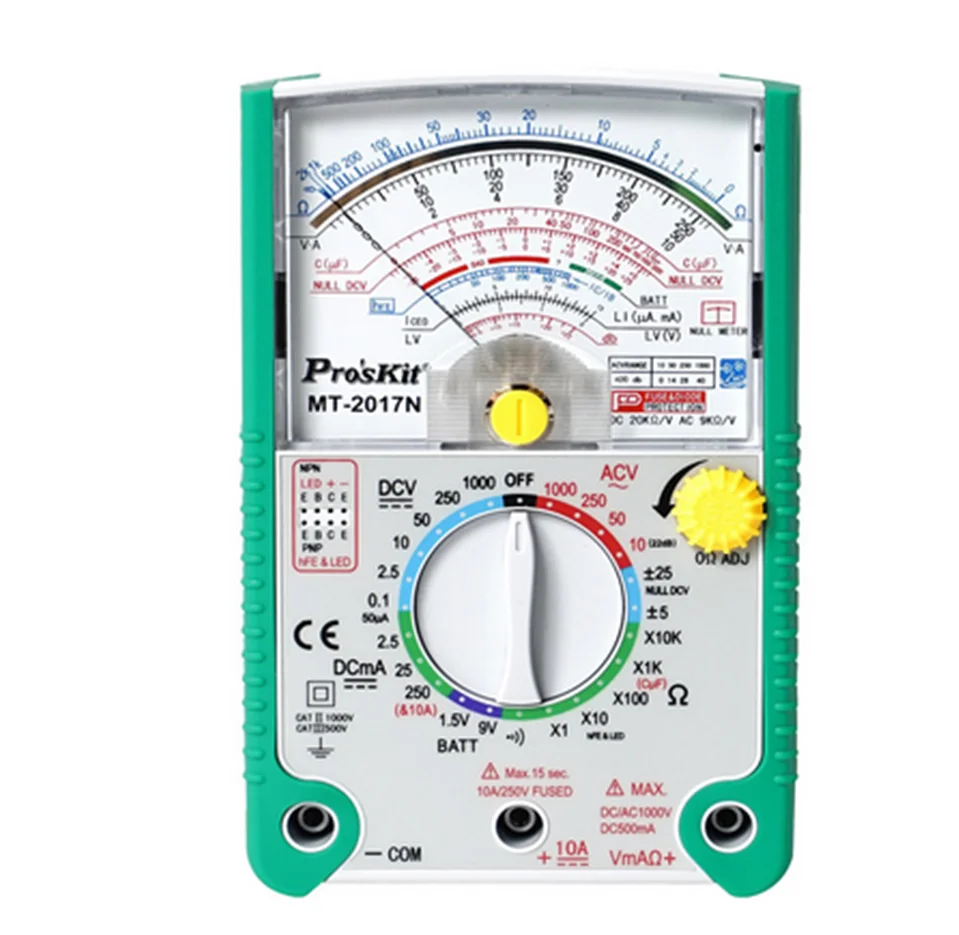 

New Proskit MT-2017N AC/DC Analog Graph Pointer Multimeter Ammeter Resistance Capacitance Diode Volt Amp Ohm hFE LED Meter