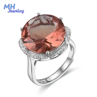 mh zultanite gemstone big size solid adjustable round ring red 925 sterling silver color change diaspore stone ring fine jewelry