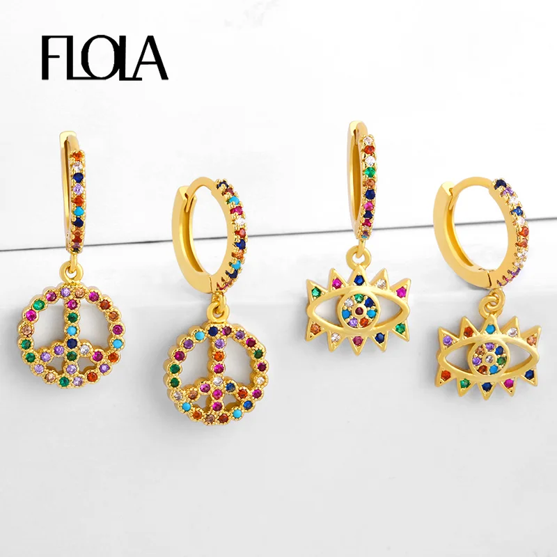FLOLA хорошие заполненные турецкие серьги-капли для женщин радужные кристаллы