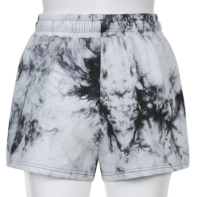 

Rockmore Tie Dye Casual Shorts Cotton Women's Elastic High Waist SweatPants Sports Shorts Harajuku Summer Hot Pants Gothic Black