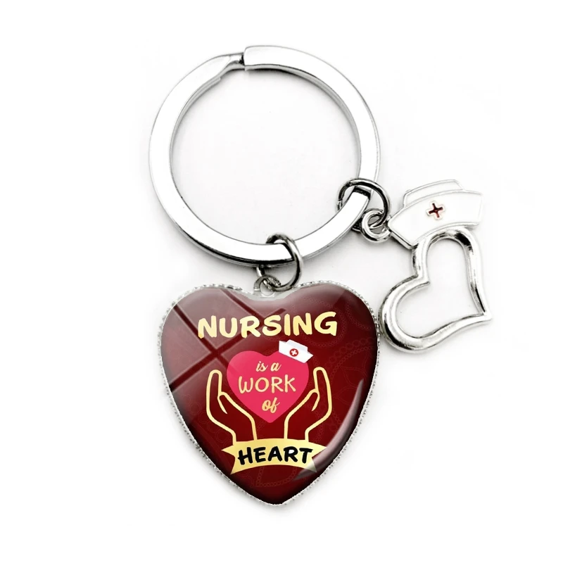 Мода шапочка медсестры кулон сердце брелок Стекло вдохновляющие письмо