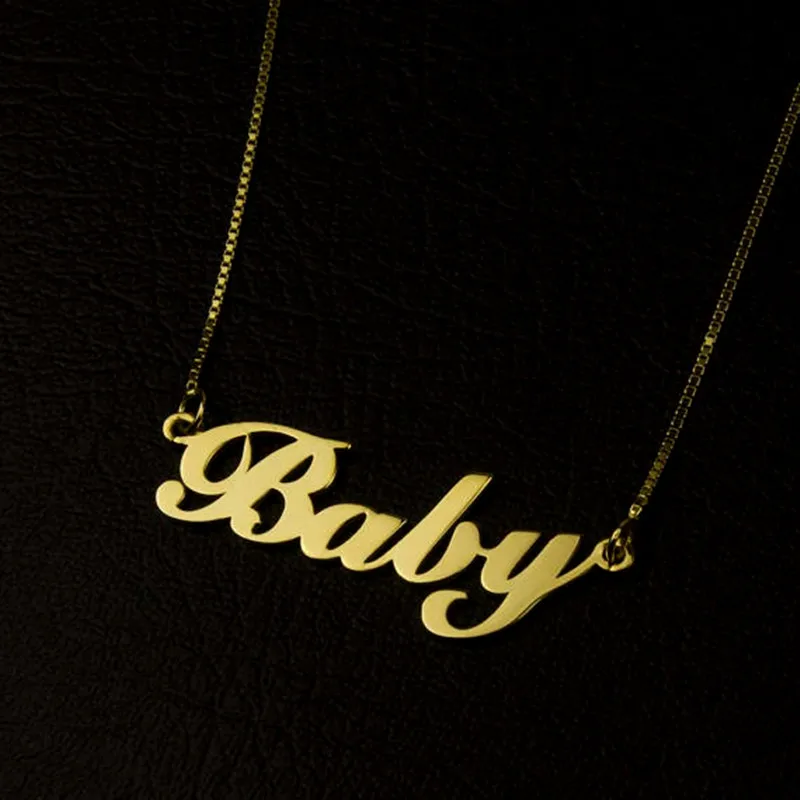 Цепочка в виде Золотой коробки заказное имя подвеска колье из нержавеющей стали