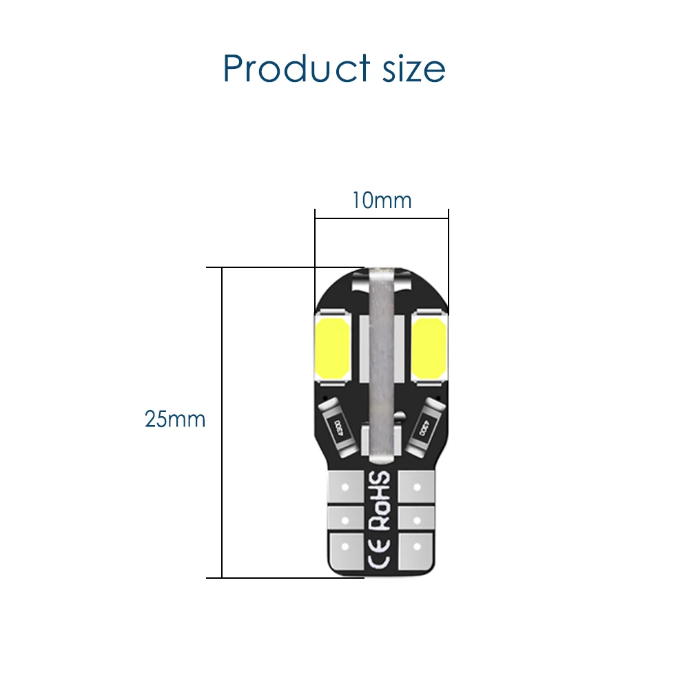 10x T10 led лампочка для салона автомобиля Canbus теплый белый 5730 8SMD W5W светодиодный V