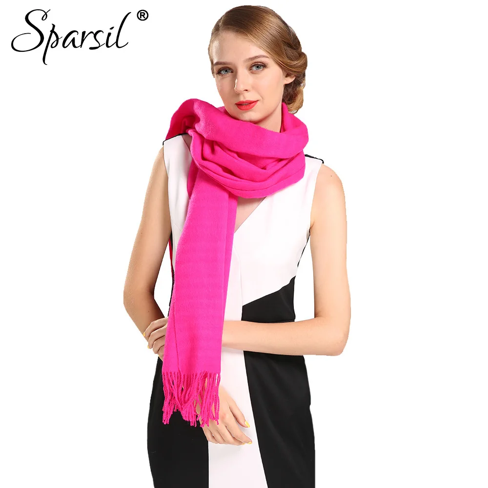 Sparsil Женский Осенний кашемировый длинный шарф с кисточками Модный женский зимний