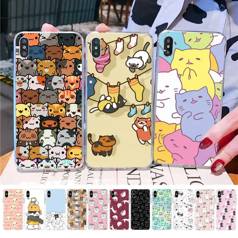 

Yinuoda Funny Cartoon Cat Phone Case for iPhone 11 12 13 mini pro XS MAX 8 7 6 6S Plus X 5S SE 2020 XR case