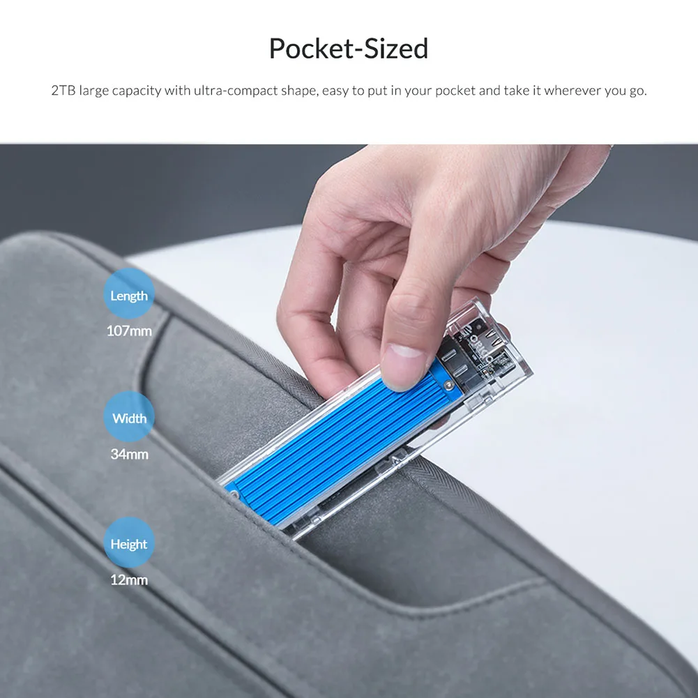 

ORICO TCM2M-C3 10Gbps USB3.1 Type-C SSD Enclosure M.2 NVMe/SATA Mobile Hard Drive Case External SSD Box for Windows Mac Linux