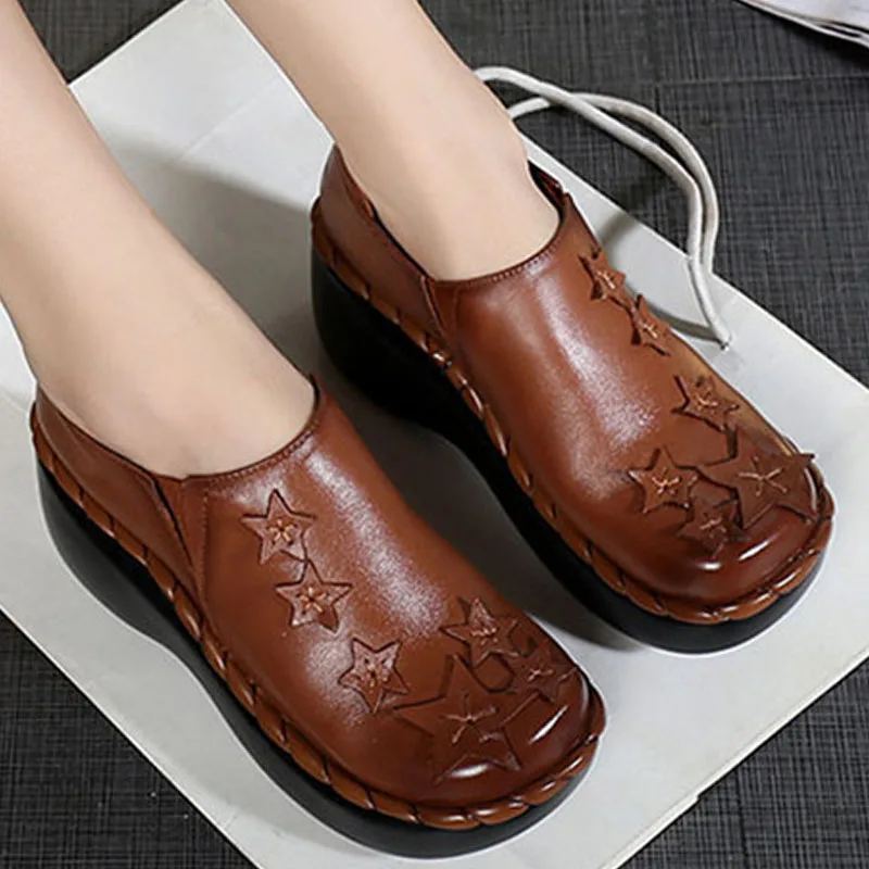 

TIMETANG New fashion high heels women's pumps women genuine leather wedges shoes woman platform shoes